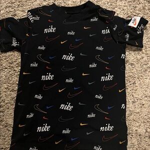 Nike Kids Black Multicolor Logo T-Shirt